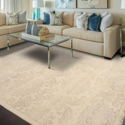 6' x 9' Hand Knotted Floral Traditional Oriental Wool Area rug Beige