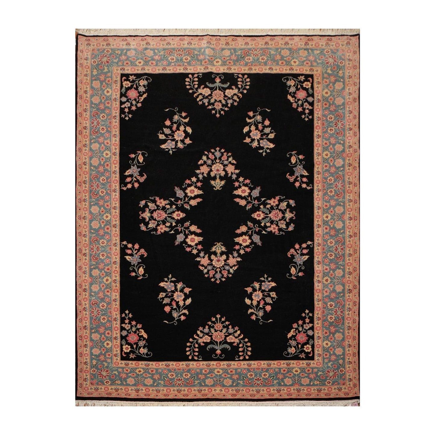 8’3" x 11’5" Hand Knotted Romanian Sarook Wool Oriental Area Rug full pile Black