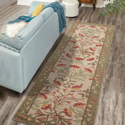 Multi Sizes Handmade Transitional Wool Botanical Floral Area Rug Beige