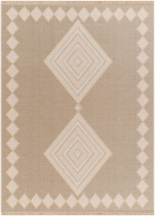 Joson Cottage Tan/Light Beige Washable Area Rug