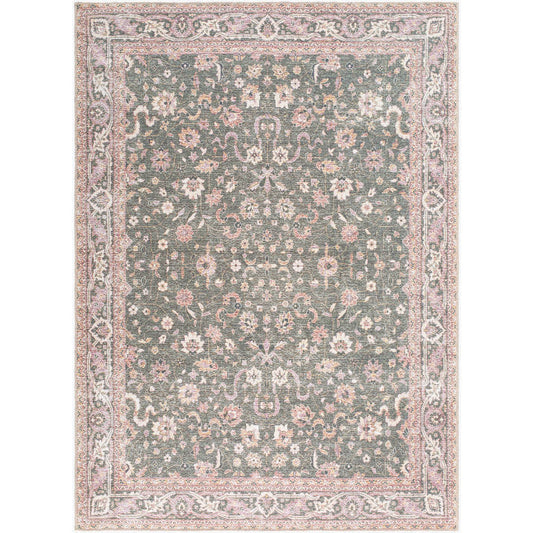 Tayce Traditional Medium Green Washable Area Rug