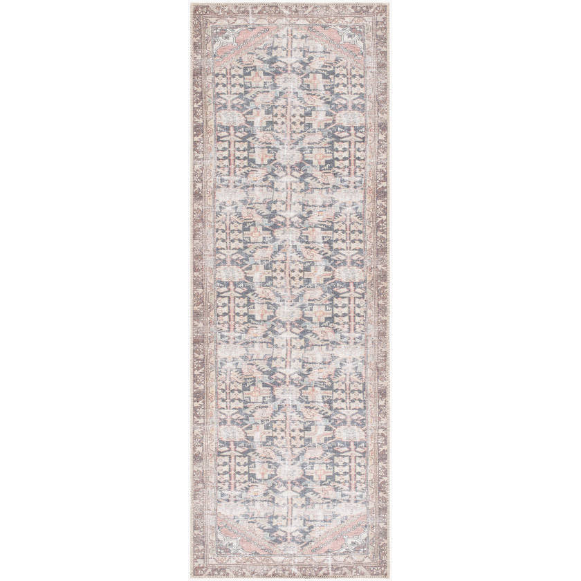 Amberlie Traditional Dark Brown Washable Area Rug