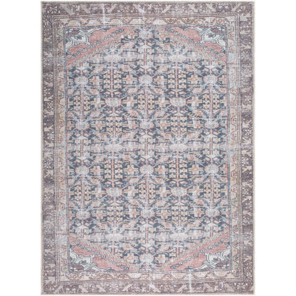 Amberlie Traditional Dark Brown Washable Area Rug