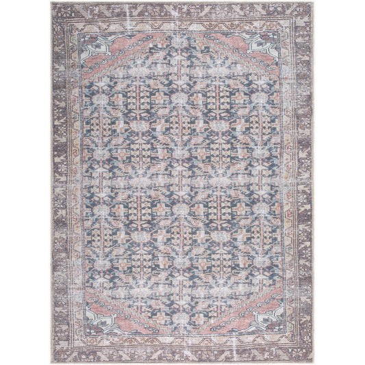 Amberlie Traditional Dark Brown Washable Area Rug