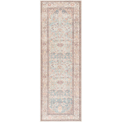 Kyeisha Traditional Pale Blue Washable Area Rug