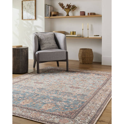 Kyeisha Traditional Pale Blue Washable Area Rug