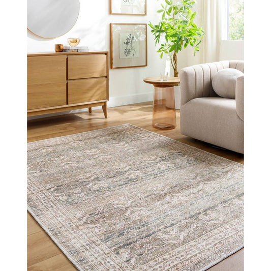 Trivia Traditional Dark Brown Washable Area Rug