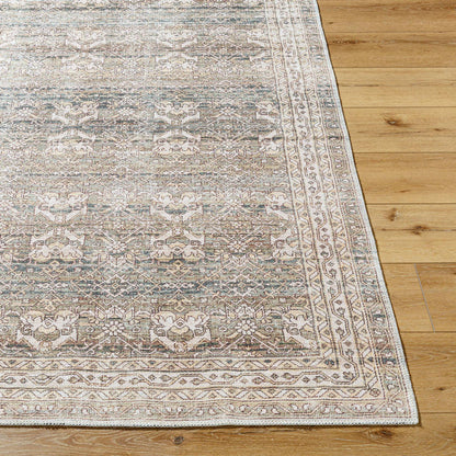 Trivia Traditional Dark Brown Washable Area Rug