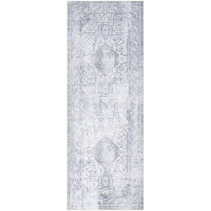 Taron Traditional Metallic - Silver Washable Area Rug