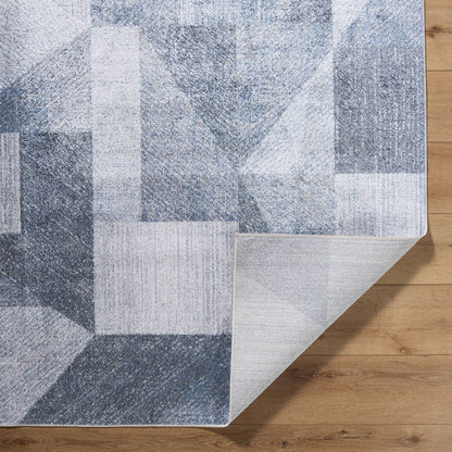 Terrell Modern Slate Blue Washable Area Rug