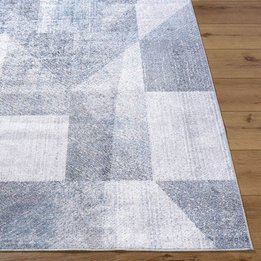 Terrell Modern Slate Blue Washable Area Rug