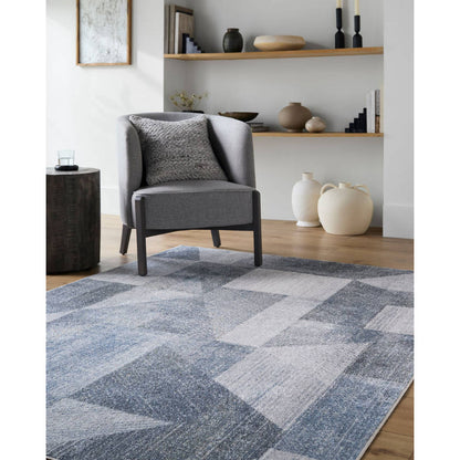 Terrell Modern Slate Blue Washable Area Rug