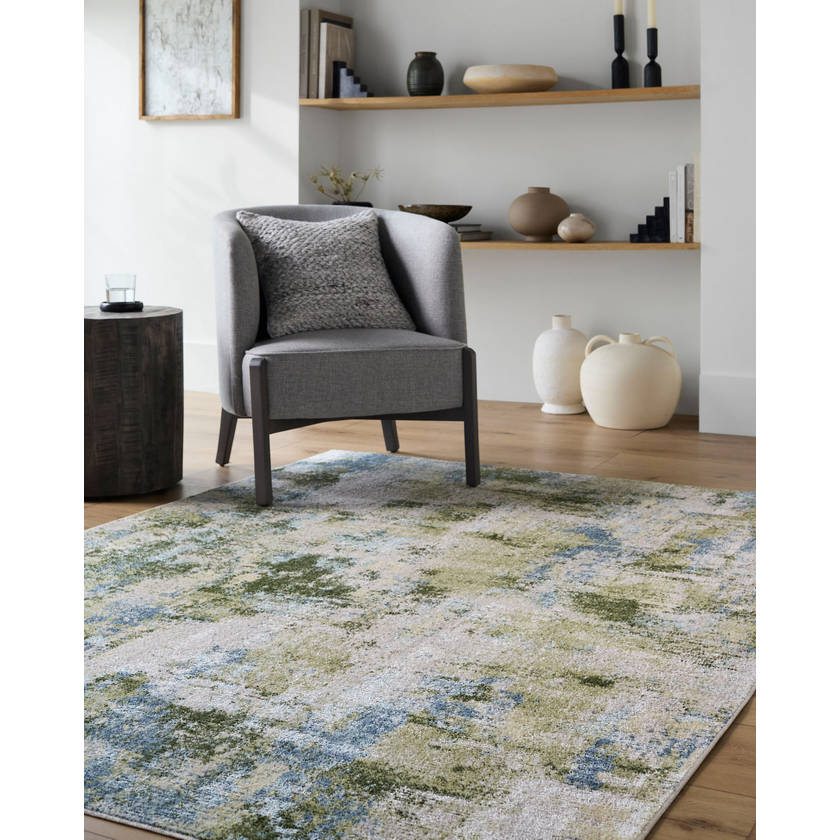 Kamron Modern Sage Green Washable Area Rug