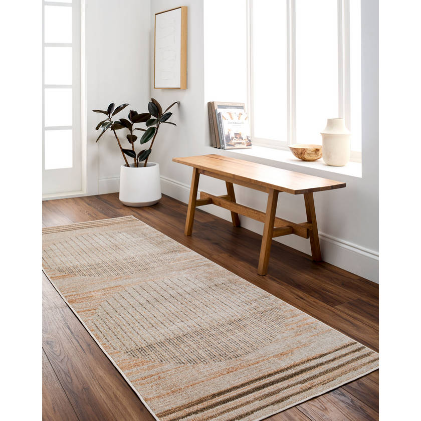 Elk Falls Modern Desert Tan Washable Area Rug