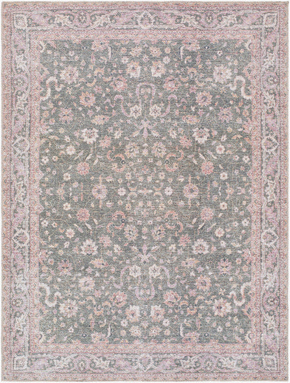 Jacqueleen Traditional Emerald Washable Area Rug