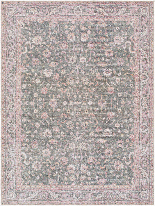 Jacqueleen Traditional Emerald Washable Area Rug