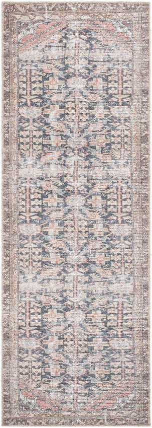 Sahra Traditional Brown/Blue Washable Area Rug