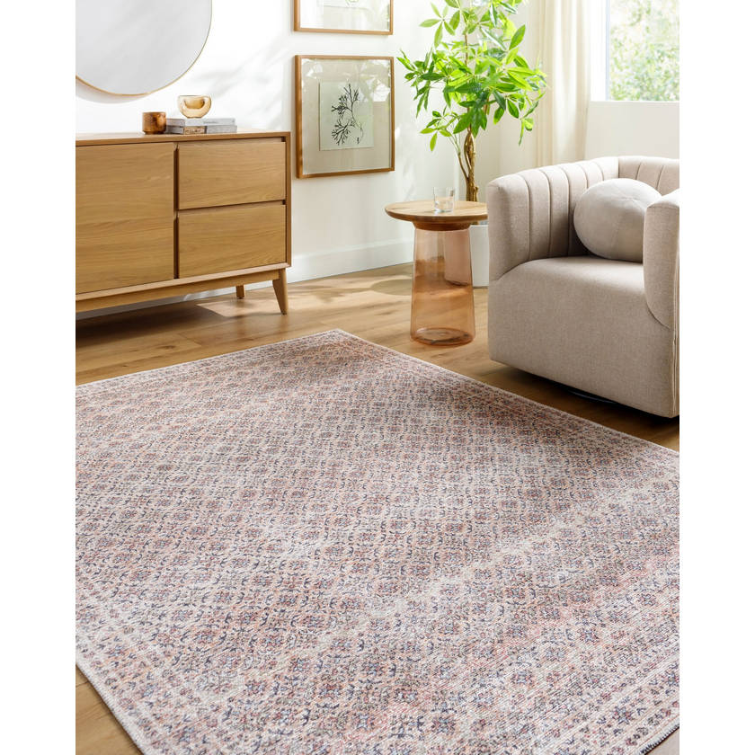 Roneisha Traditional Eggplant Washable Area Rug