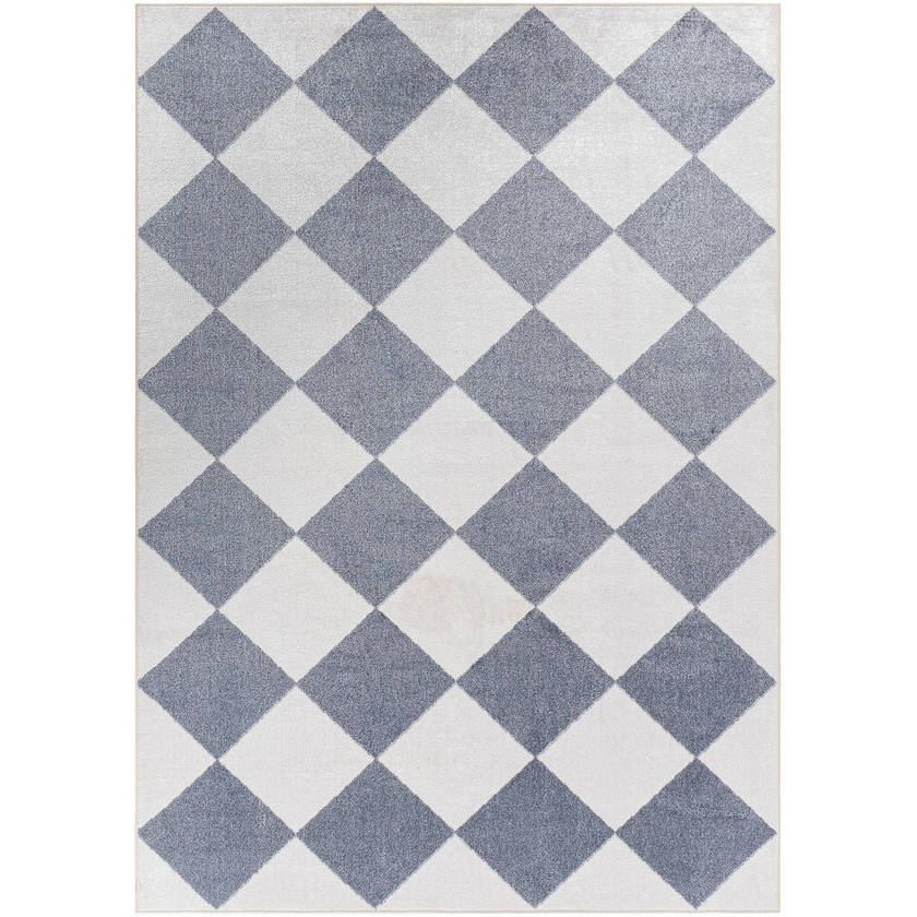 Senior Modern Slate/Ivory Washable Area Rug