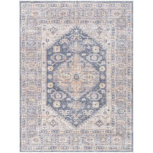 Lorelai Traditional Black/Light Beige Washable Area Rug - Vivir x Livabliss