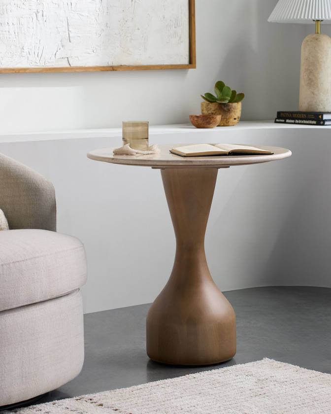 Mila Rose Beige/Brown End Table - Galey Alix x Livabliss