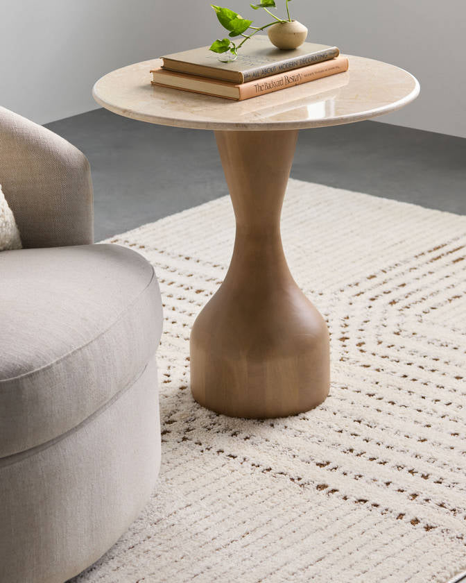 Mila Rose Beige/Brown End Table - Galey Alix x Livabliss