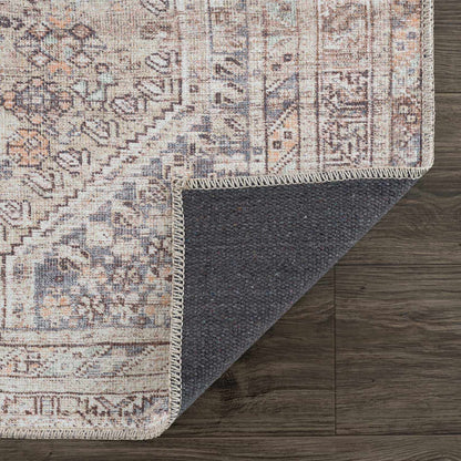 Barny Tan Flat Pile Washable Rug Area Rug