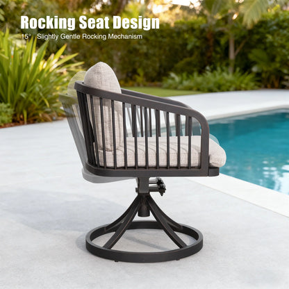 Asheville Patio Rectangular Dining Table and 6 Swivel Chair