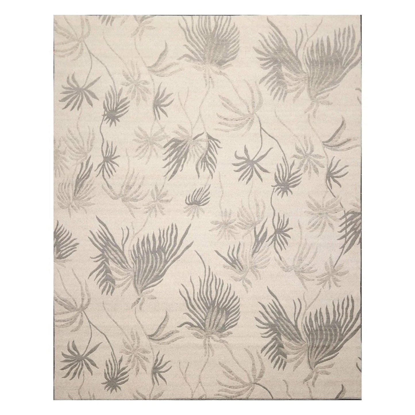 8' x 10' Hand Knotted Tibetan Wool Floral Transitional Area Rug Oatmeal Gray