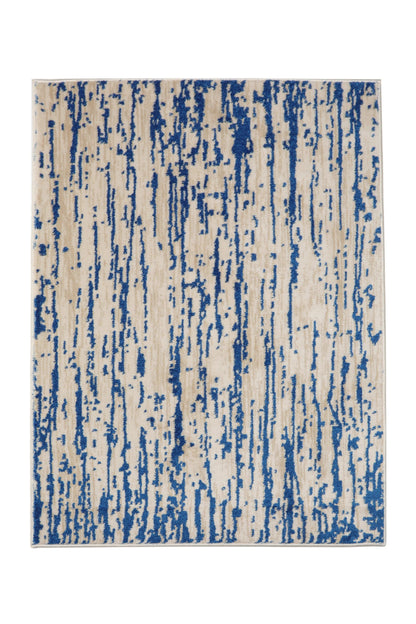 Multi Size Blue, Beige Machine Made Polypropylene Lisette Modern & Contemporary Oriental Area Rug