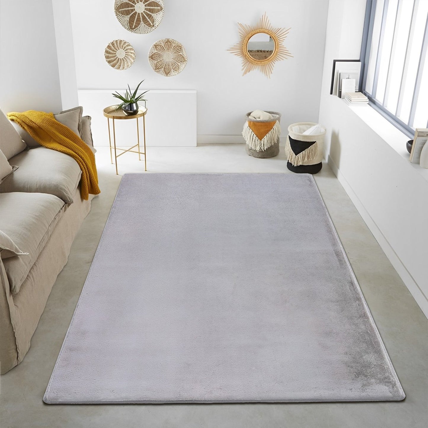 Light Grey Plush Area Rug