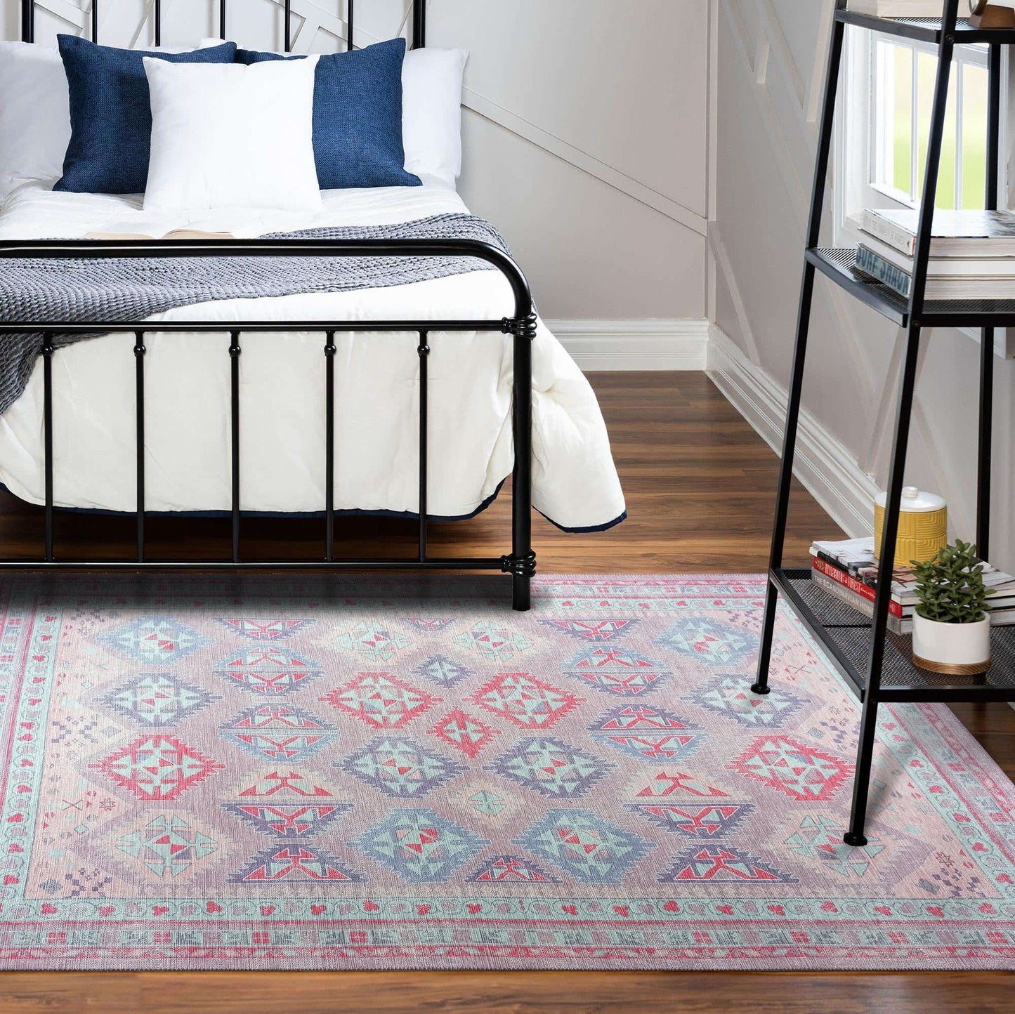 Alora Pink & Lavender Herki Vintage Oushak Rug