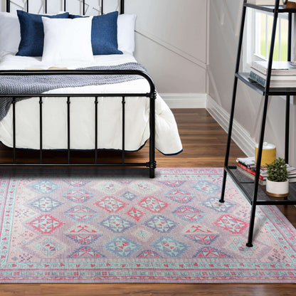 Alora Pink & Lavender Herki Vintage Oushak Rug