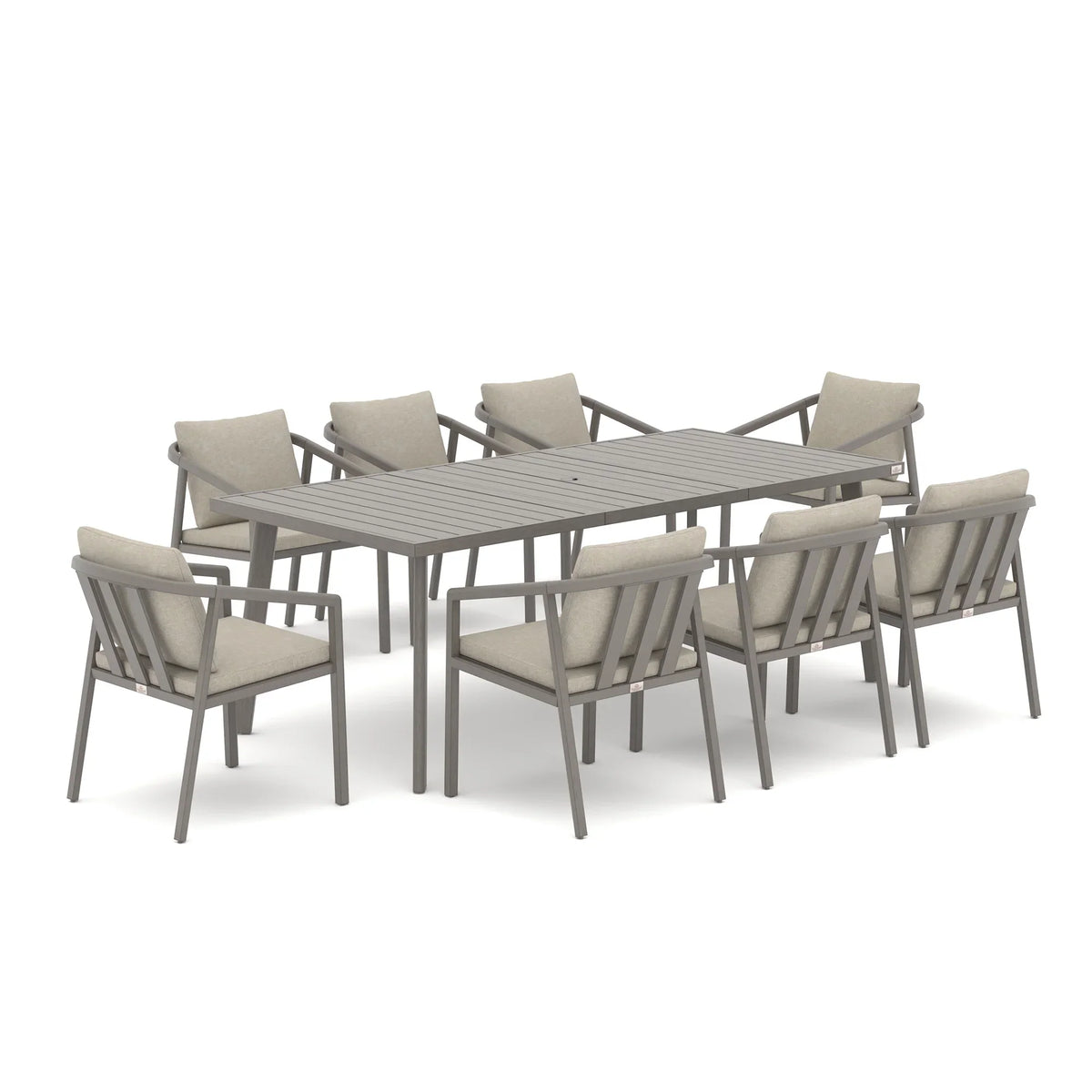 Amalfi 9-Piece Rectangular Patio Dining Set with 8 Ergonomic Armchairs