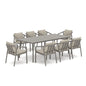 Amalfi 9-Piece Rectangular Patio Dining Set with 8 Ergonomic Armchairs