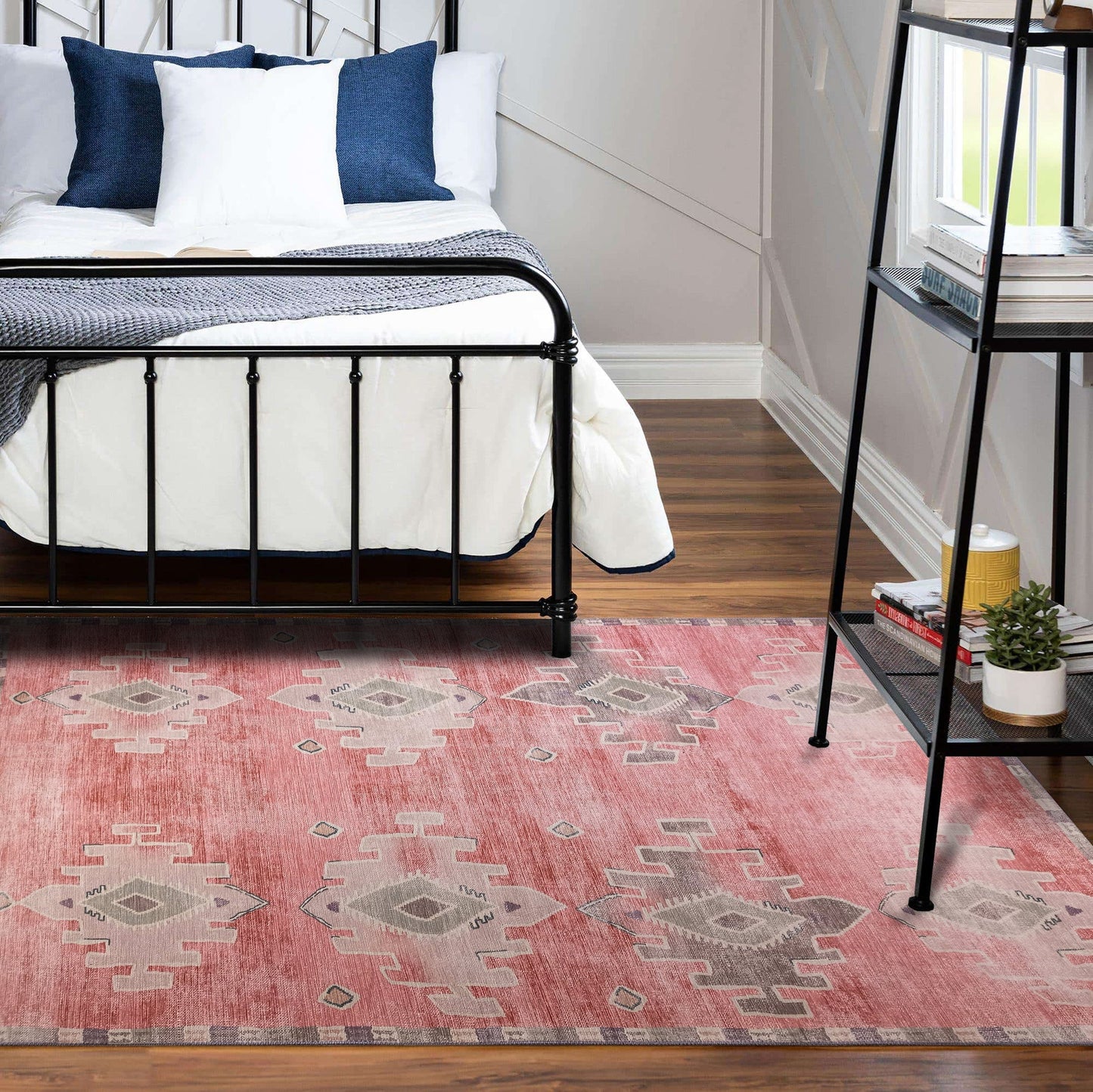Aurelie Distressed Red Pink Beige Turkish Rug