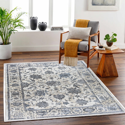 ROY's Home Alfombras de diseño de dos niveles, patrón clásico: hilo marfil brillante, gris y beige 