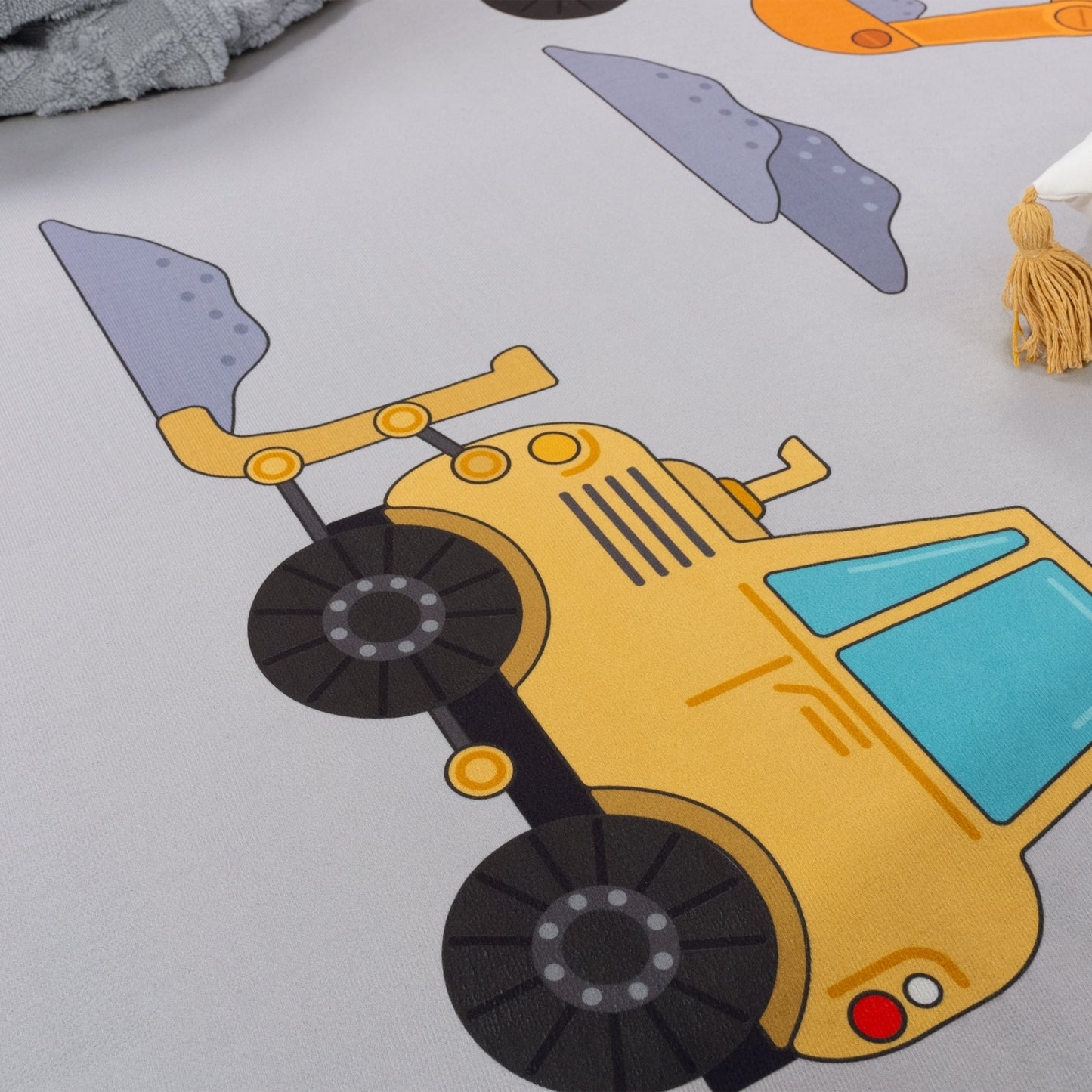 Kids Play-Mat Bob Construction Site with Trucks & Cranes in Grey