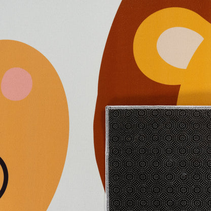 Kids Rug Lilo Jungle Animal Play Mat with Lion Giraffe Monkey in Beige