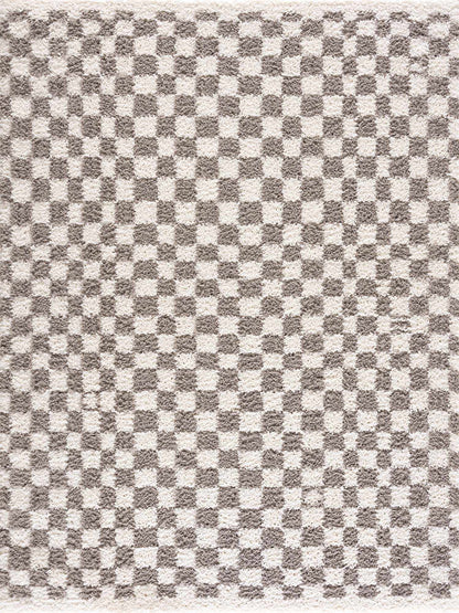 Kieu Taupe Checkered Plush Rug