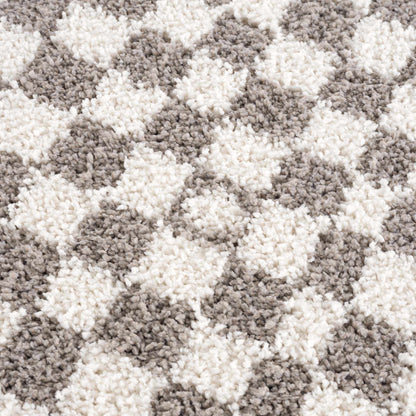 Kieu Taupe Checkered Plush Rug