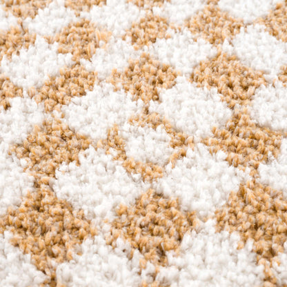 Kieu Mustard & Ivory Checkered Area Rug