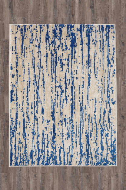 Multi Size Blue, Beige Machine Made Polypropylene Lisette Modern & Contemporary Oriental Area Rug