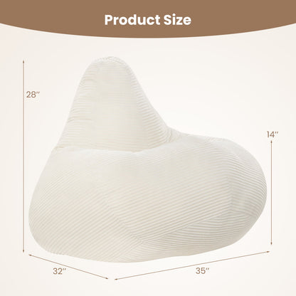 Bean Bag Chair for Adults Accent Lazy Sofa with Skin-friendly Corduroy Cover and Soft Sponge Filling