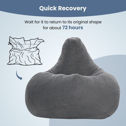 Bean Bag Chair for Adults Accent Lazy Sofa with Skin-friendly Corduroy Cover and Soft Sponge Filling