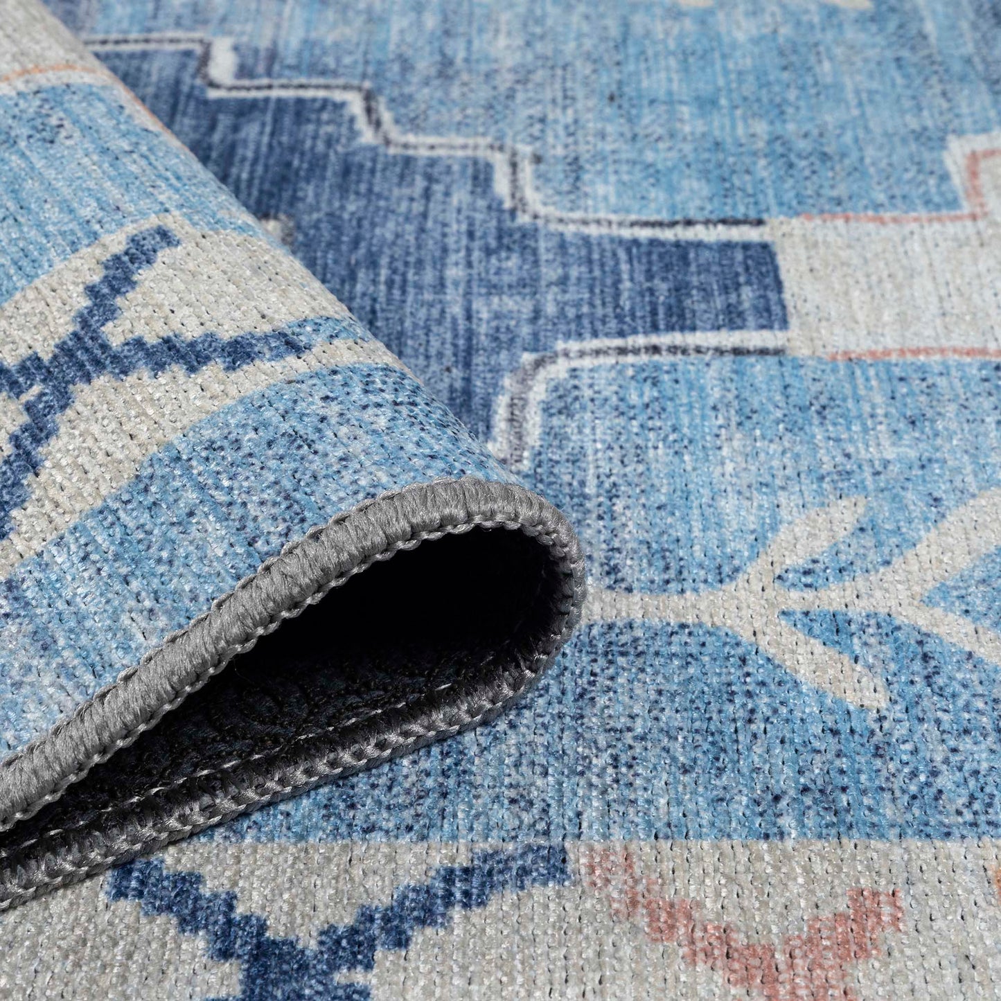 Blue Boho Oushak Washable Rug