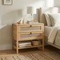 Rattan Nightstand with 2 Drawers and Open Shelf