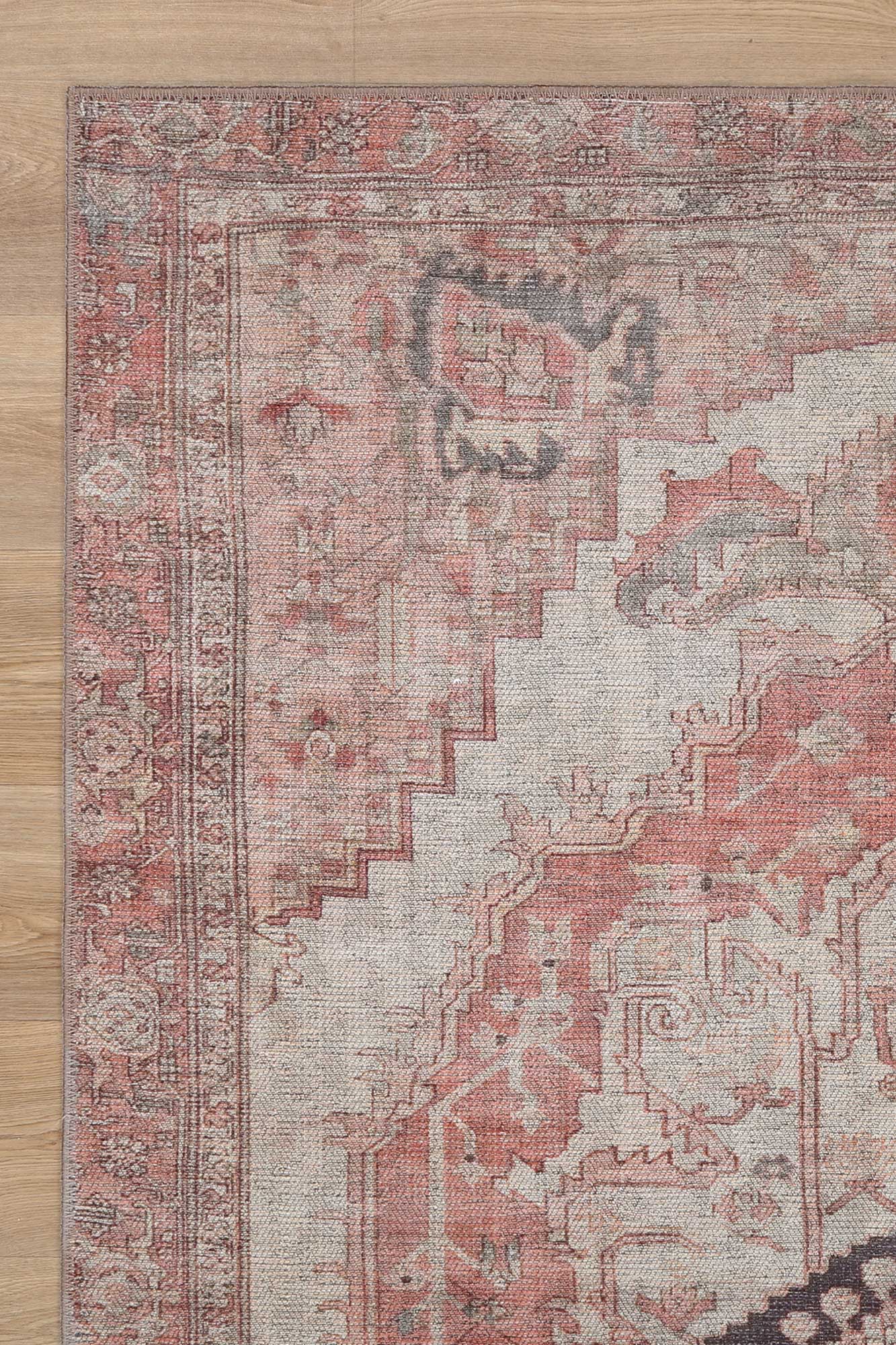 Carmine Vintage Farmhouse Charm in Orange : Runner Rug