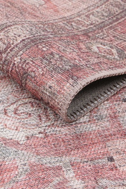 Carmine Vintage Farmhouse Charm in Orange : Runner Rug