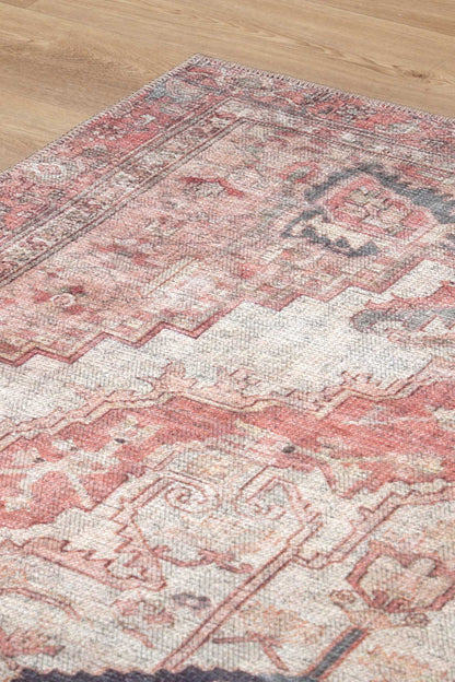 Carmine Vintage Farmhouse Charm in Orange : Runner Rug